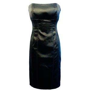 bebe Black Satin Strapless Dress